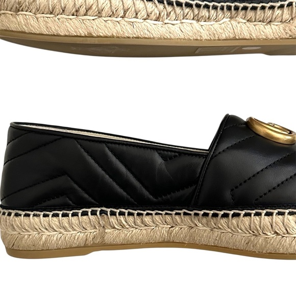 Gucci Nappa Quilted Charlotte GG Marmont Espadrilles in Black 37.5 | US 7.5 - Picture 10 of 16